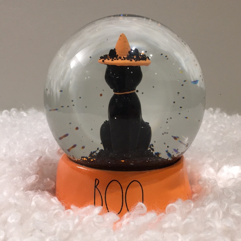 Rae dunn Orange "BOO" Snow Globe Cat